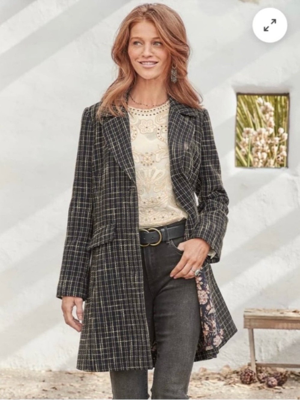 SUNDANCE- Jackson Valley Topper Jacket Black Plaid Size M